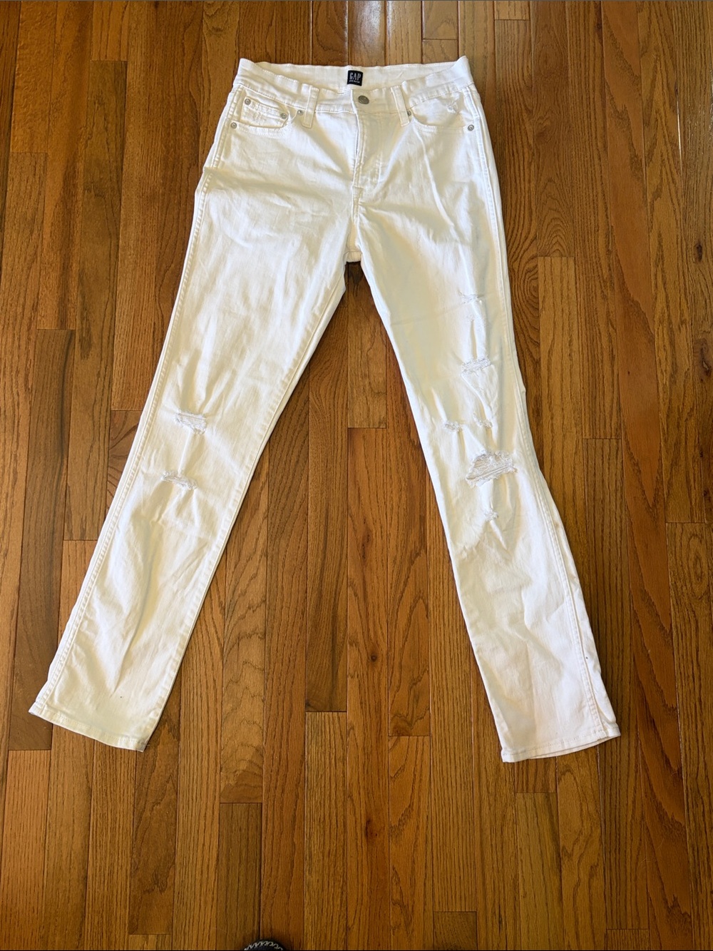 GAP White Skinny Distressed Jeans